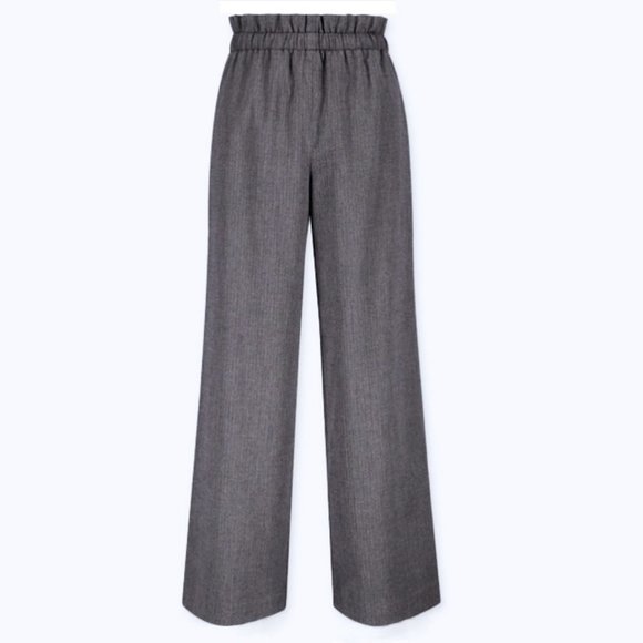 Uniqlo High Waisted Wide Leg Pants, Ankle Length Dark Grey Trousers - Picture 2 of 11
